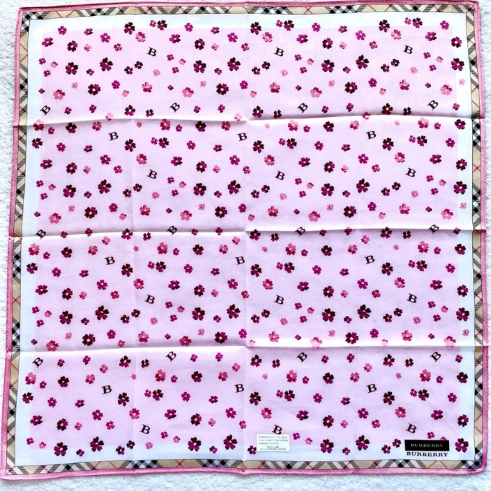 💜 Burberry "Pansies" Lilac Nova Check Mini Scarf Handkerchief NWT *